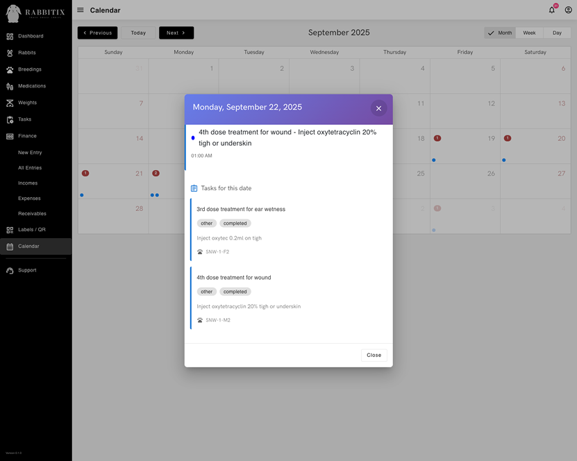 Calendar management screenshot