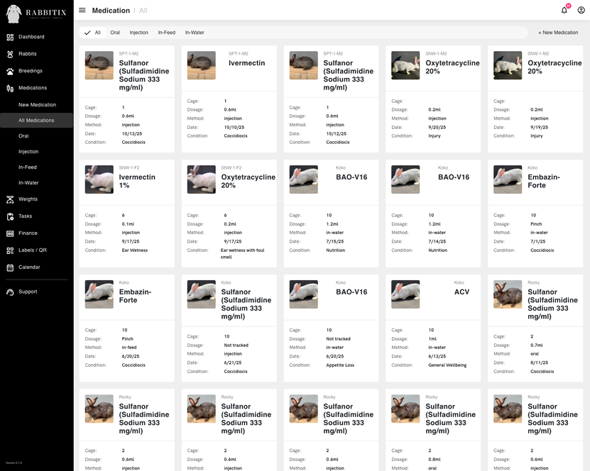 Medications tracking list screenshot