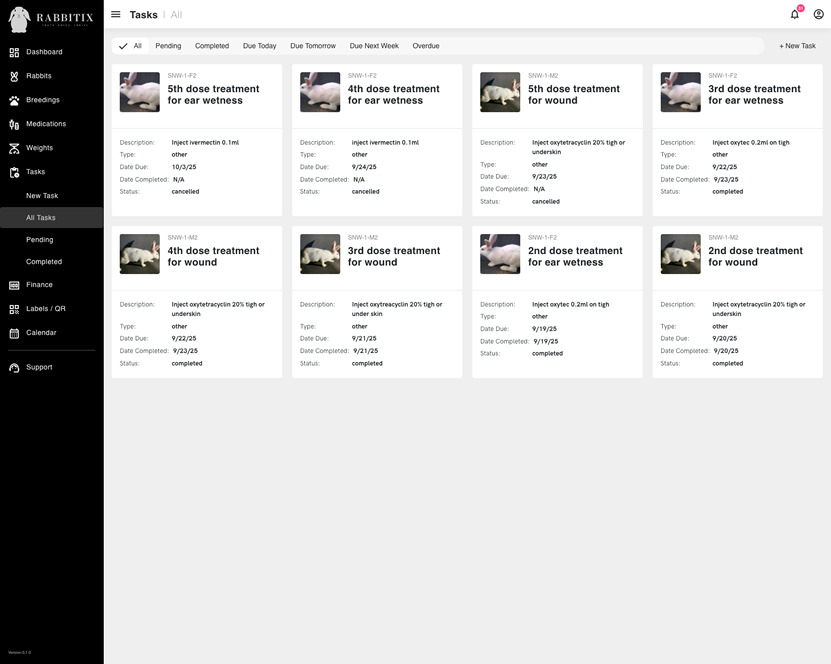 Tasks management screenshot